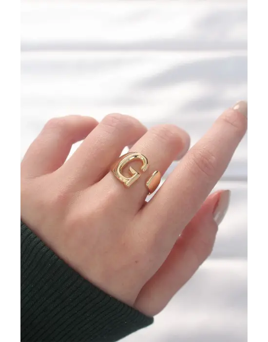 G Harfli Altın Renk Ayarlanabilir Yüzük