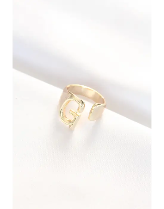 G Harfli Altın Renk Ayarlanabilir Yüzük