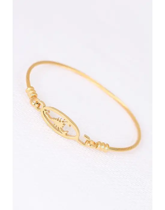 Gold Çelik Akrepli Erkek Kelepçe Bileklik