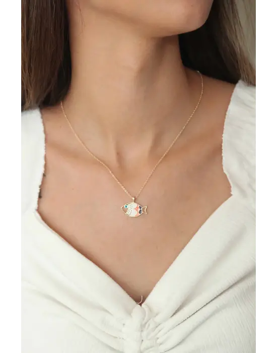 Gold Kaplama Balık Figürlü Kolye