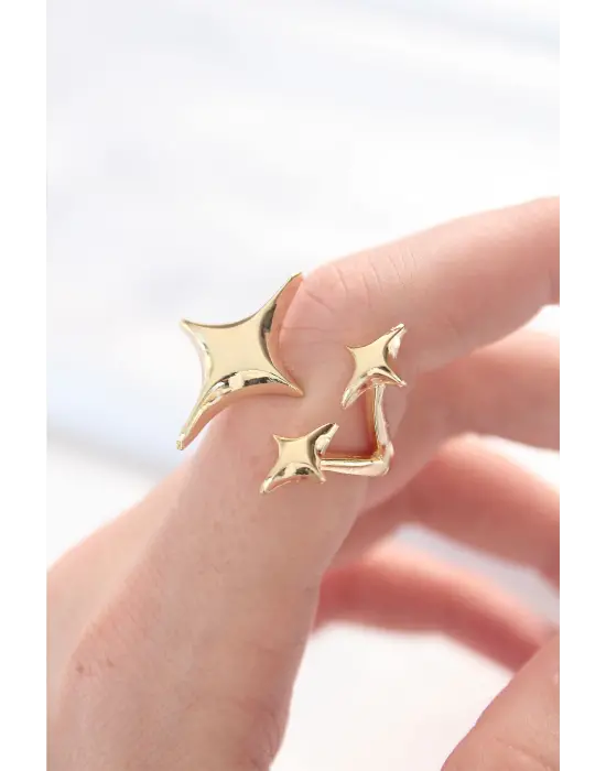 Altın 3lü Kuzey Yıldızı Ayarlanabilir Yüzük