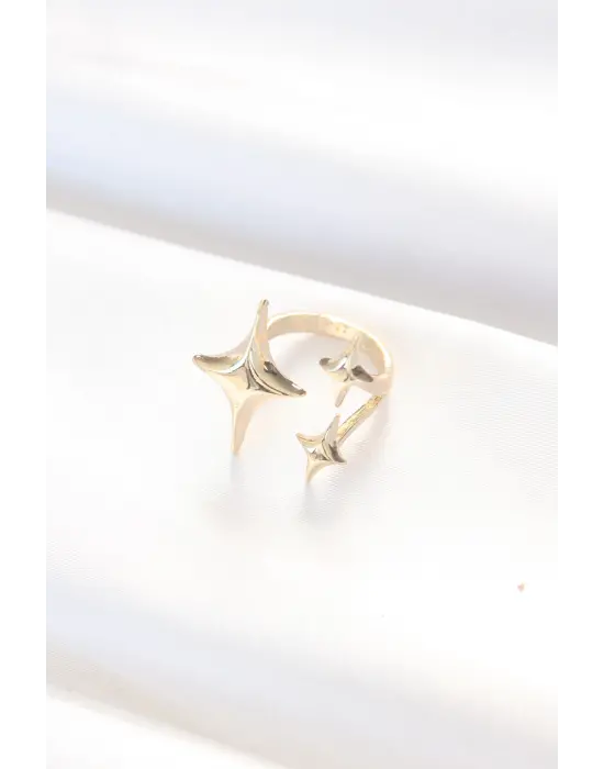 Altın 3lü Kuzey Yıldızı Ayarlanabilir Yüzük