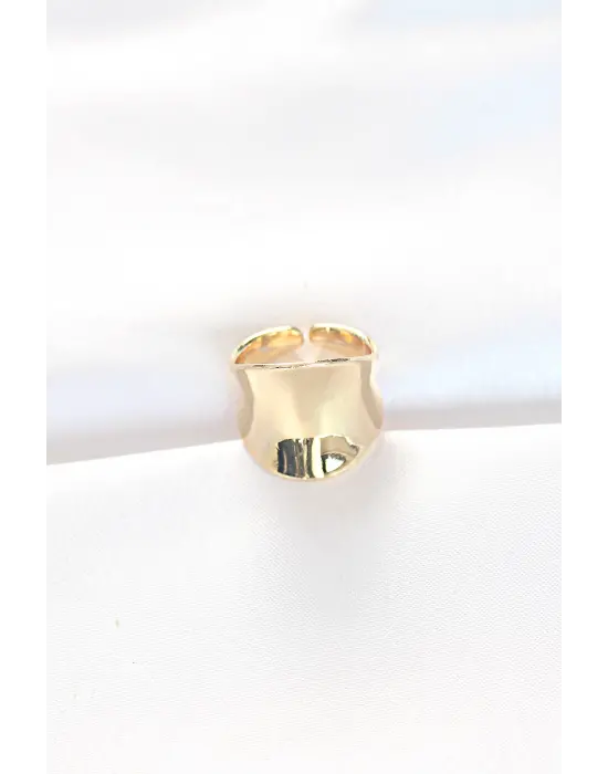 Altın Ayarlanabilir Kavisli Ayna Yüzük