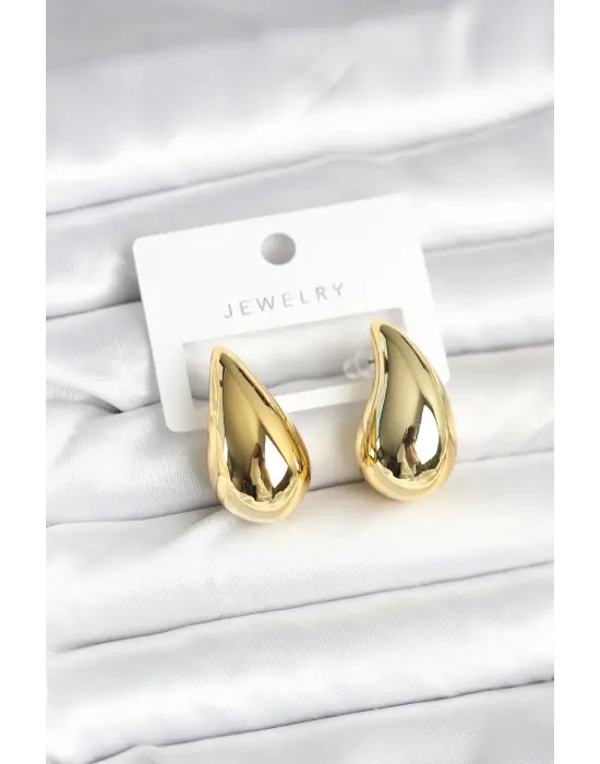 Gold Renk Damla Küpe 30 mm