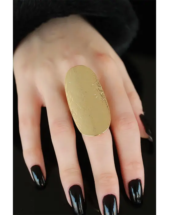 Gold Renk Elips Bayan Ayarlamalı Yüzük