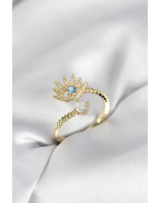 Gold Renk Göz Model Zirkon Taşlı Kadın Yüzük