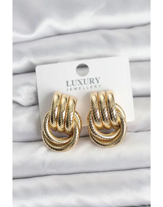 Gold Renk Halka Modelli Çelik Kadın Küpe