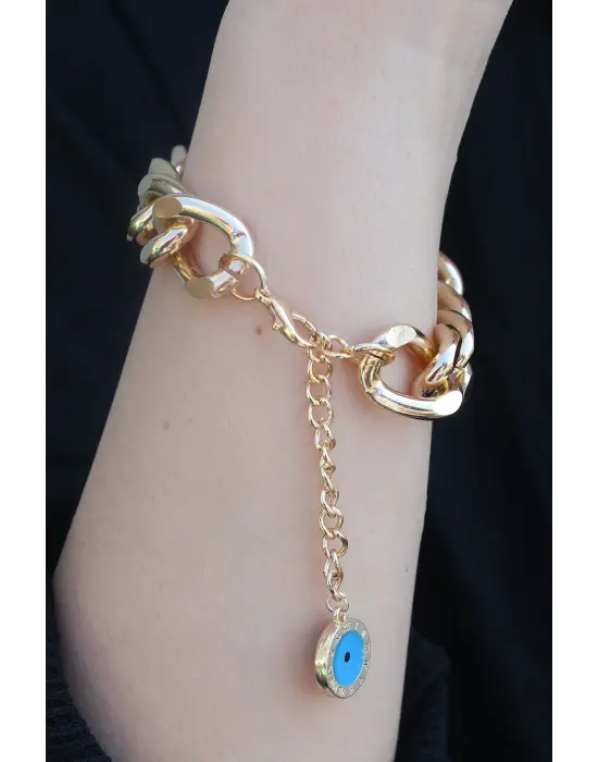 Gold Renk Kalın Zincir Model Kadın Bileklik