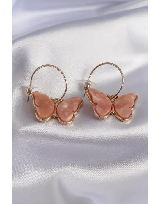 Altın Kelebek Model  Çelik Küpe