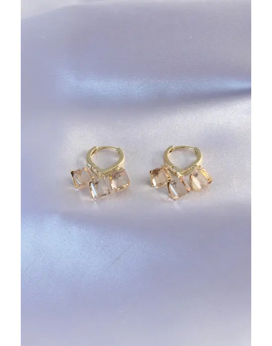 Gold Renk Kristal Taşlı Kadın Küpe