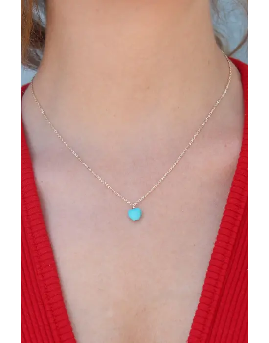 Altın  Mavi Boncuk Figür  Çelik Kolye