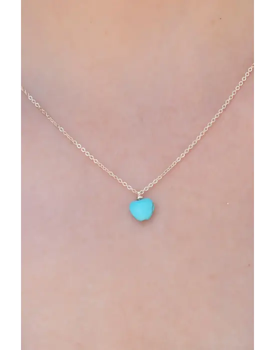 Altın  Mavi Boncuk Figür  Çelik Kolye