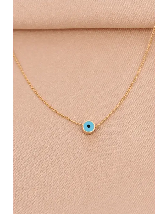 Gold Renk Metal Minimal Nazar Boncuğu Kolye