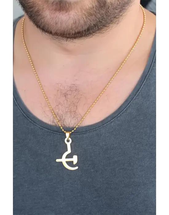 Gold Renk Metal Orak ve Balta Figürlü Erkek Kolye