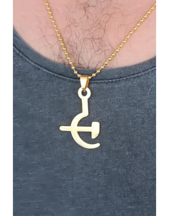 Gold Renk Metal Orak ve Balta Figürlü Erkek Kolye