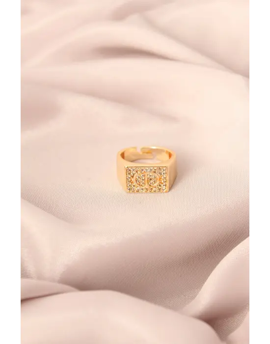 Gold Renk Metal Punta Zirkon Taşlı Ayarlanabilir Kadın Yüzük
