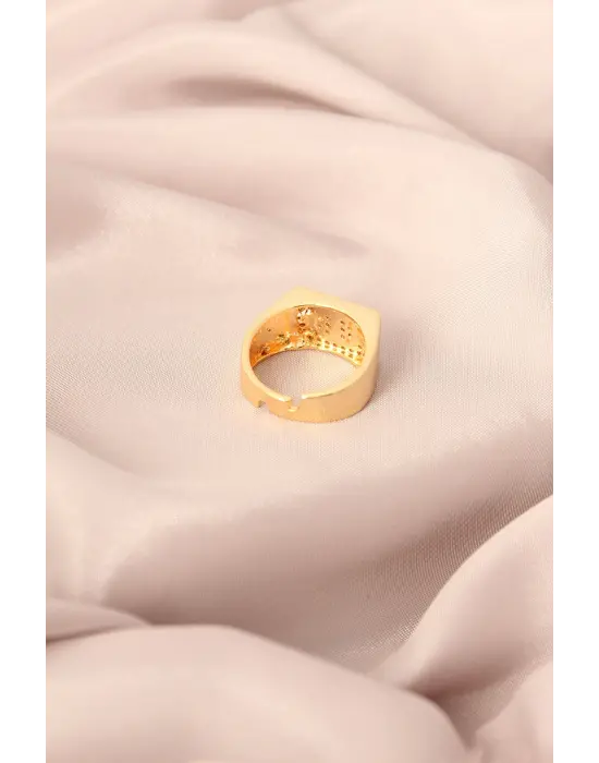 Gold Renk Metal Punta Zirkon Taşlı Ayarlanabilir Kadın Yüzük
