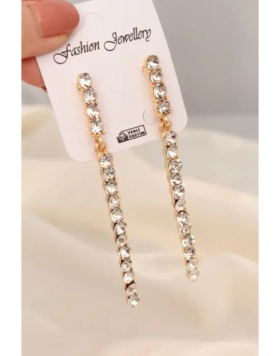 Gold Renk Metal Su Yolu Model Çift Küpe