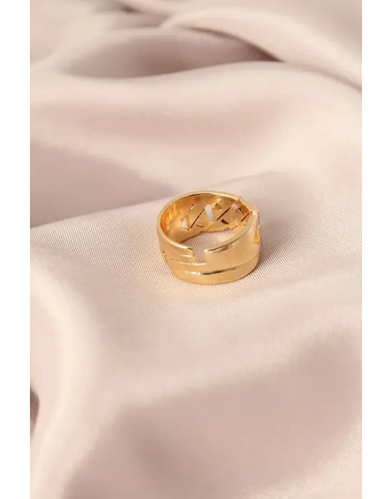 Gold Renk Metal Taşlı Model Ayarlanabilir Kadın Yüzük