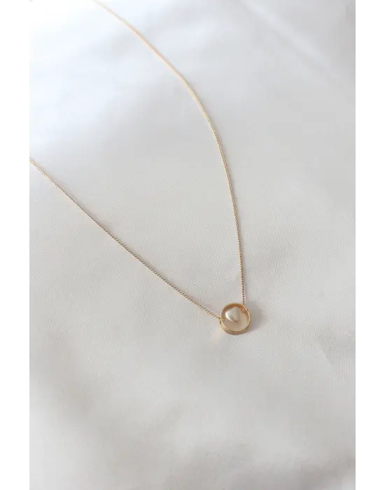 Altın  Minimal Kalp Figür  Çelik Kolye