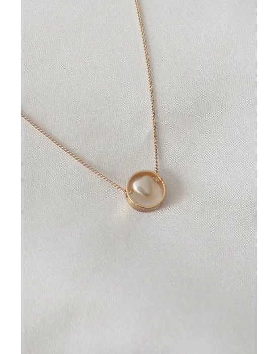 Altın  Minimal Kalp Figür  Çelik Kolye