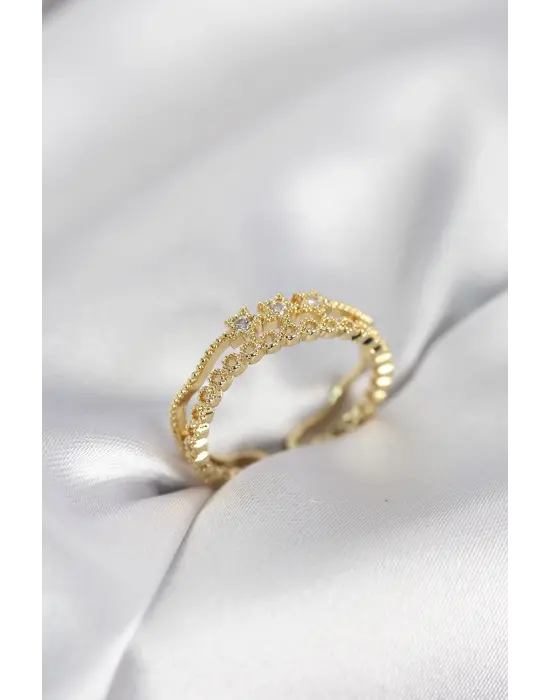 Gold Renk Minimal Yıldızlı Model Kadın Yüzük