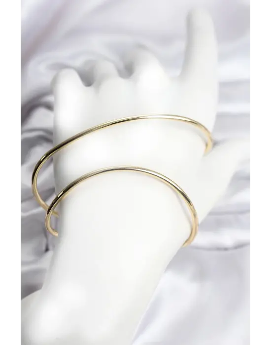 Gold Renk Pirinç El Bileziği: Ele Takılan Çiftli Kelepçe