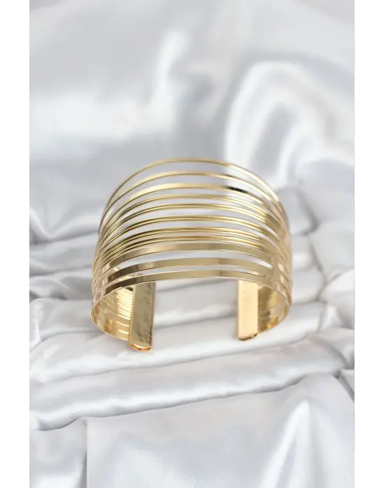 Gold Renk Pirinç Kaburga Model Kadın Bileklik