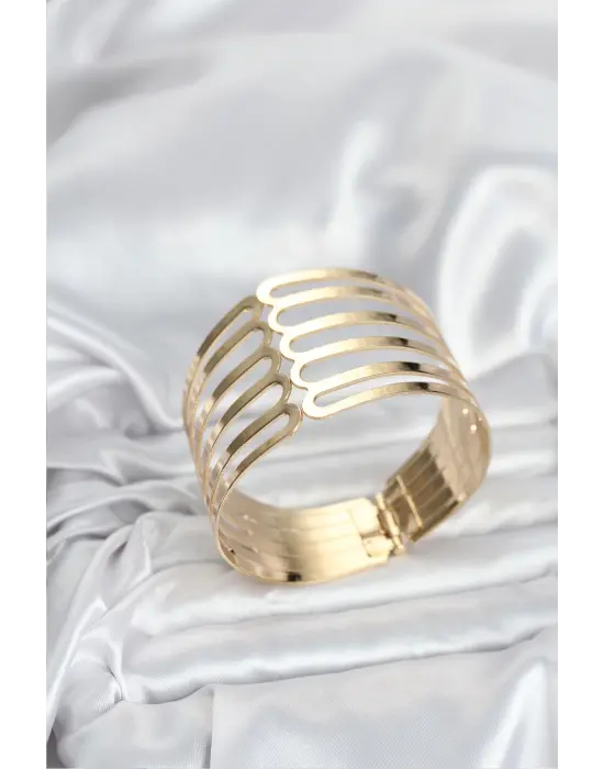 Gold Renk Pirinç Kaburga Model Kadın Bileklik