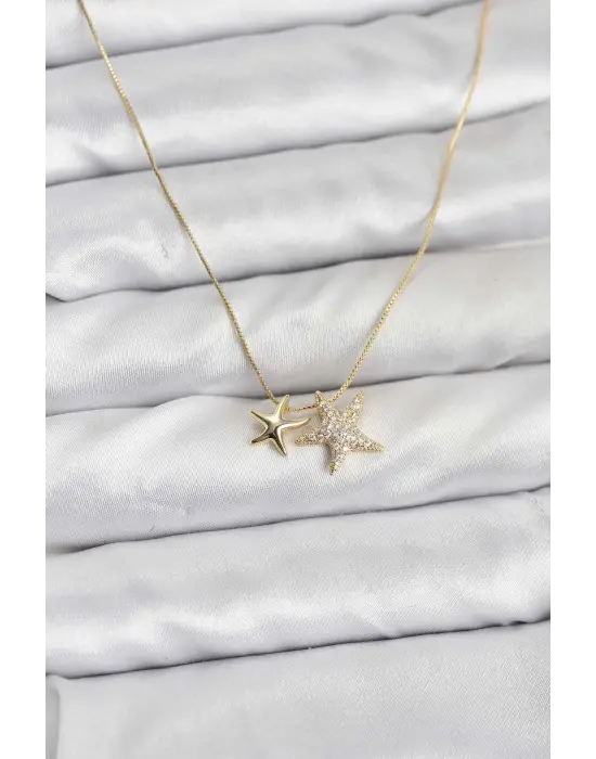 Gold Renk Çelik Minimal Yıldız Model Kadın Kolye