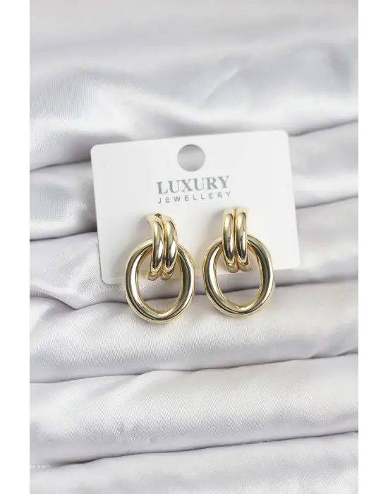 Gold Renk Çelik Vintage Kadın Küpe