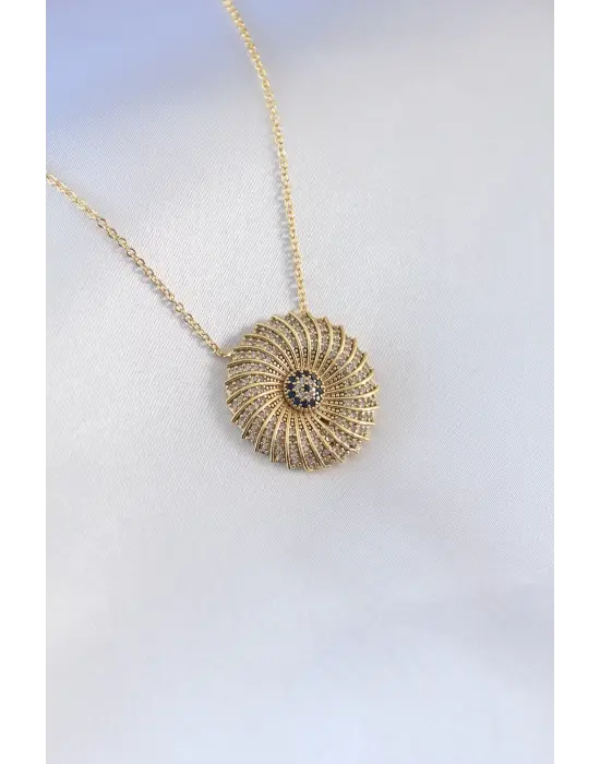 Gold Renk Sarmal Model Kristal Taş Detay Kadın Kolye