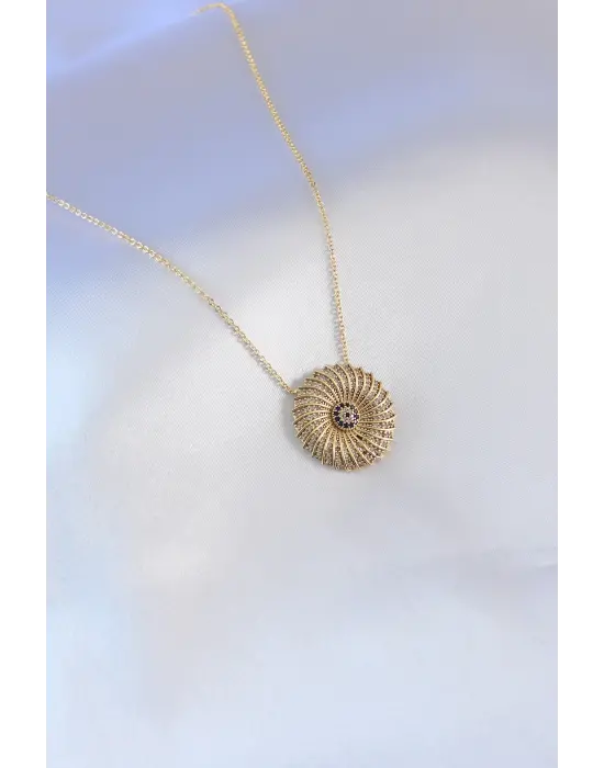 Gold Renk Sarmal Model Kristal Taş Detay Kadın Kolye