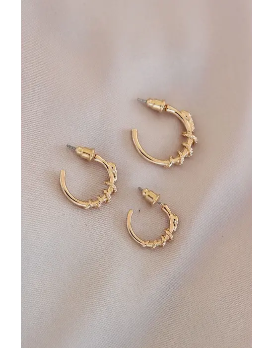 Gold Renk Yılan Model Metal Küpe Seti