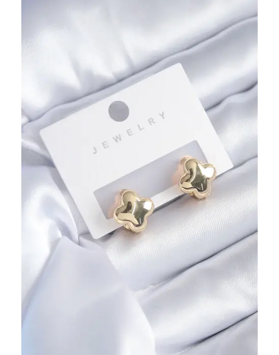 Altın Yonca Model  Çelik Küpe