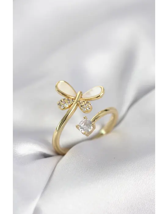 Gold Renk Yusufçuk Model Zirkon Taşlı Kadın Yüzük