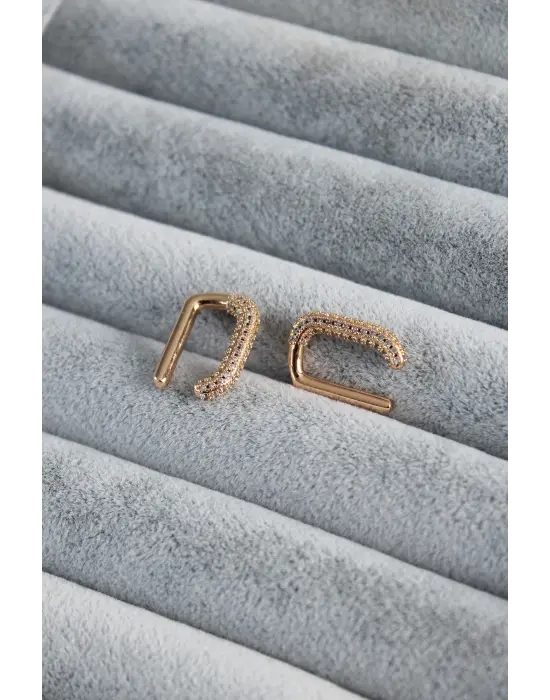 Altın Zirkon Taşlı Earcuff  Kadın Kıkırdak Küpe