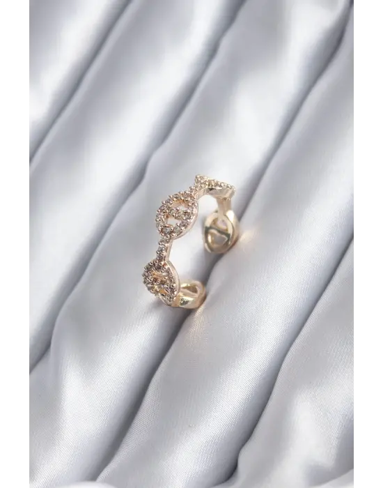 Gold Renk Zirkon Taşlı Kadın Yüzük