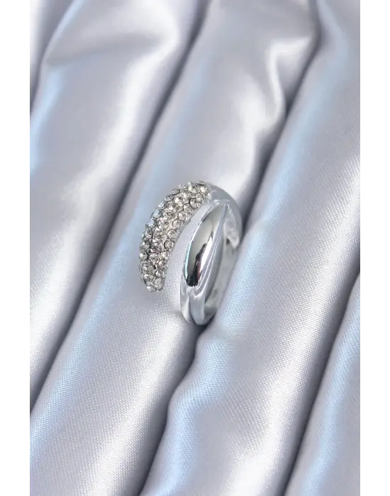 Altın Zirkon Taşlı Çelik Yüzük