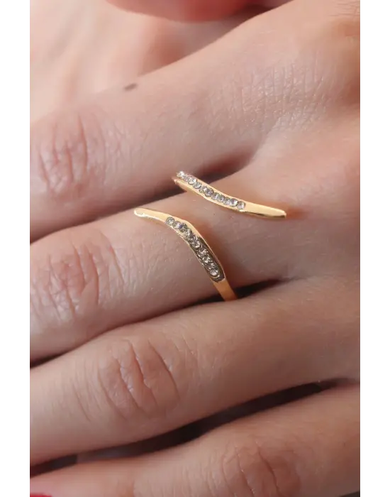 Gold Renk Zirkon Taşlı Kadın Yüzük