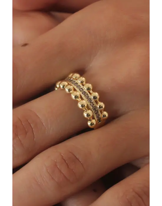 Gold Renk Zirkon Taşlı Kadın Yüzük