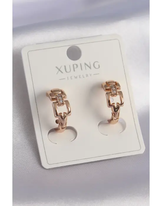 Gold Renk Zirkon Taşlı Xuping Kadın Küpe