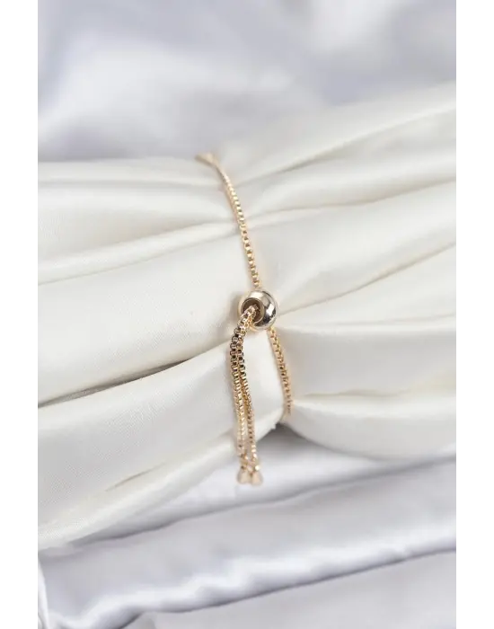 Gold Renk Zirkon Taşlı Yıldız Model Asansörlü Kadın Bileklik