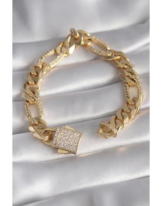 Gold Renk Zirkon Taşlı Zincir VIP Exclusive Seri Gurmet Model Kadın
