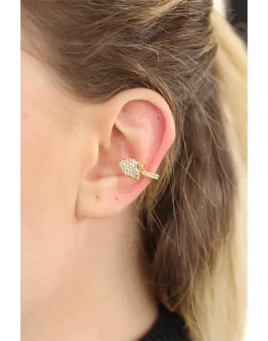 Gold Renkli Taşlı Metal Geçirmeli Kıkırdak Baykuş Küpe