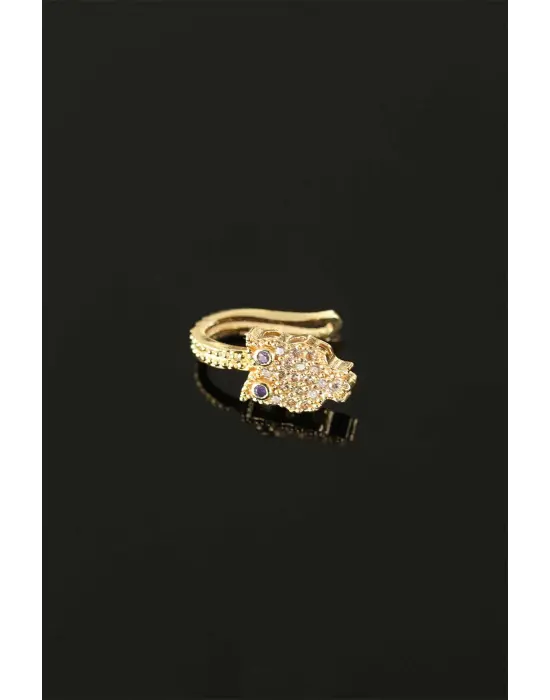 Gold Renkli Taşlı Metal Geçirmeli Kıkırdak Baykuş Küpe
