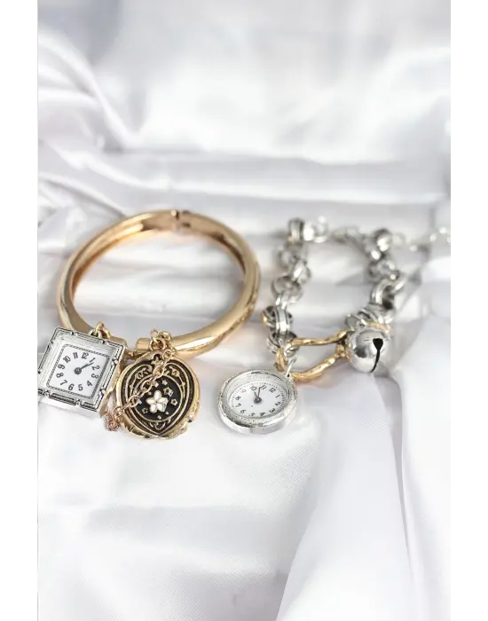 Gold ve Gümüş Renk Bileklik Kombini