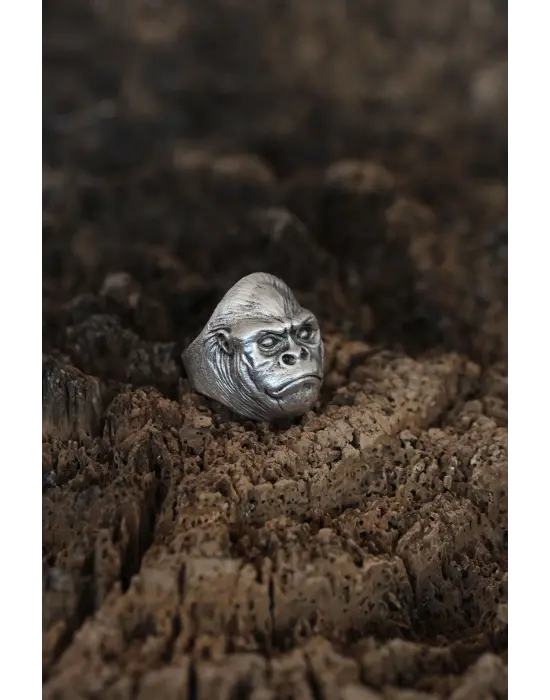 Goril Tasarımlı Ayarlamalı Erkek Yüzük