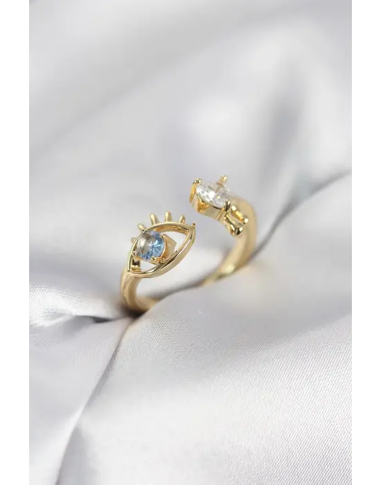Gözyaşı Model Gold Renk Zirkon Taşlı Kadın Yüzük