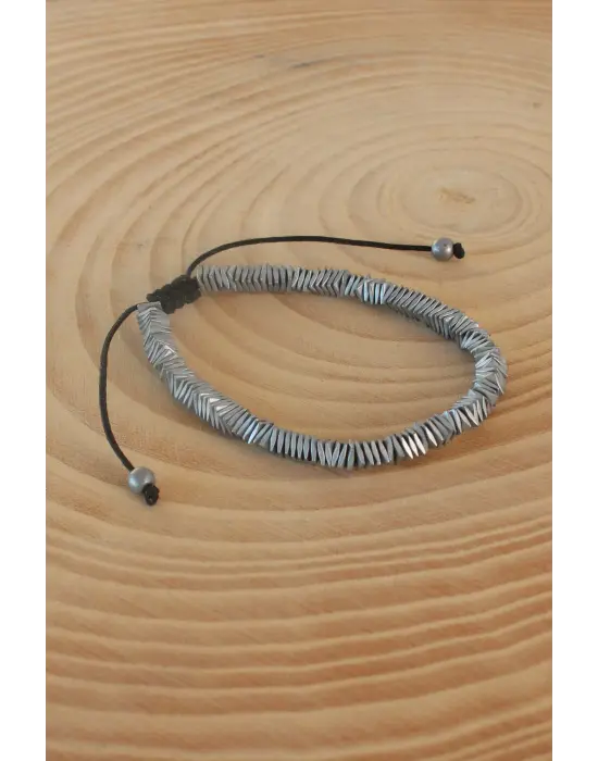 Gri Renk Makrome Doğal Taş Erkek Bileklik
